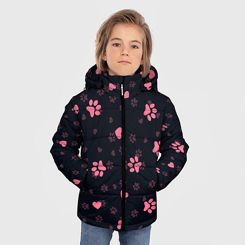 Зимняя куртка для мальчика Лапки котиков / 3D-Светло-серый – фото 3