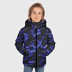Куртка зимняя для мальчика Синий неон и плиты, цвет: 3D-красный — фото 2