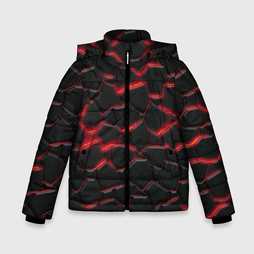 Зимняя куртка для мальчика Красный неон и плиты / 3D-Красный – фото 1