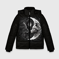 Куртка зимняя для мальчика Волки инь-янь луна, цвет: 3D-светло-серый