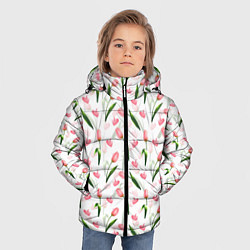 Куртка зимняя для мальчика Тюльпаны и сердечки - паттерн, цвет: 3D-светло-серый — фото 2