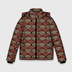 Куртка зимняя для мальчика Японский оранжевый паттерн, цвет: 3D-черный