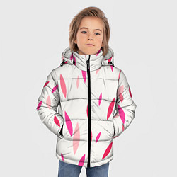 Куртка зимняя для мальчика Нежный светлый фон и листья в оттенках розового, цвет: 3D-светло-серый — фото 2