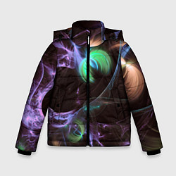 Куртка зимняя для мальчика Магические фиолетовые волны и цветные космические, цвет: 3D-черный