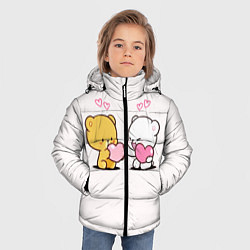 Куртка зимняя для мальчика Мишки с сердечками, цвет: 3D-черный — фото 2
