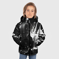 Куртка зимняя для мальчика Брызги красок - белая и черная, цвет: 3D-черный — фото 2