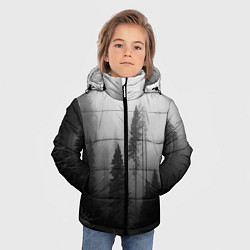 Куртка зимняя для мальчика Красивый лес и туман, цвет: 3D-светло-серый — фото 2