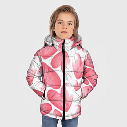 Куртка зимняя для мальчика Розовые акварельные сердца - паттерн, цвет: 3D-светло-серый — фото 2