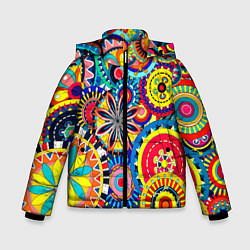 Куртка зимняя для мальчика Психоделика калейдоскоп, цвет: 3D-черный