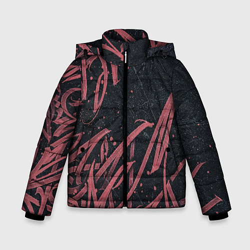 Зимняя куртка для мальчика Бордовое граффити / 3D-Красный – фото 1