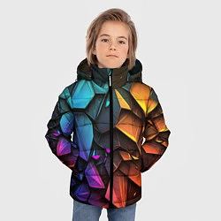 Куртка зимняя для мальчика Неоновая абстрактная чешуя дракона, цвет: 3D-черный — фото 2