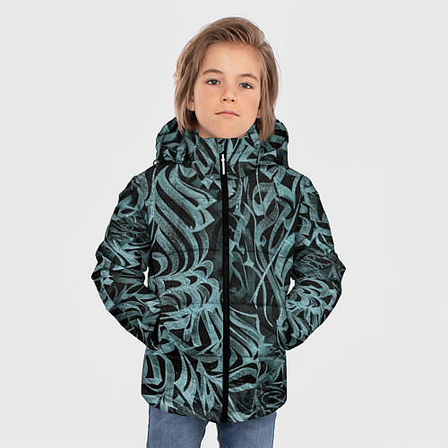 Зимняя куртка для мальчика Каллиграфический / 3D-Светло-серый – фото 3