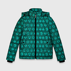Куртка зимняя для мальчика Паттерн элементали под анемо, цвет: 3D-черный