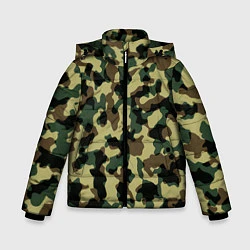 Куртка зимняя для мальчика Военный камуфляж, цвет: 3D-черный