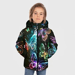 Куртка зимняя для мальчика Неоновые дикие бабочки, цвет: 3D-черный — фото 2
