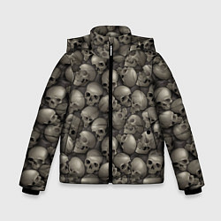 Куртка зимняя для мальчика Стена черепов, цвет: 3D-светло-серый