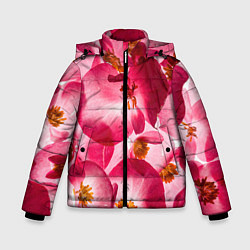 Куртка зимняя для мальчика Цветы бегония текстура, цвет: 3D-светло-серый