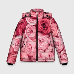 Куртка зимняя для мальчика Чайная пыльная роза - нежно розовый цветок, цвет: 3D-красный