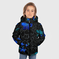 Куртка зимняя для мальчика Неоновые цветы, цвет: 3D-светло-серый — фото 2