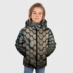 Куртка зимняя для мальчика Сталь и соты, цвет: 3D-черный — фото 2