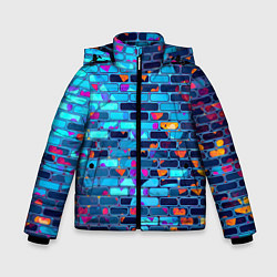 Куртка зимняя для мальчика Кирпичные сердца, цвет: 3D-черный