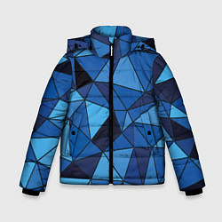 Куртка зимняя для мальчика Синие треугольники, абстракт, цвет: 3D-черный