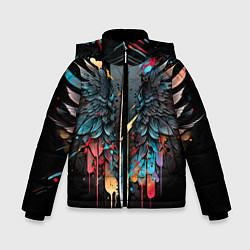 Куртка зимняя для мальчика Психоделические крылья, цвет: 3D-черный