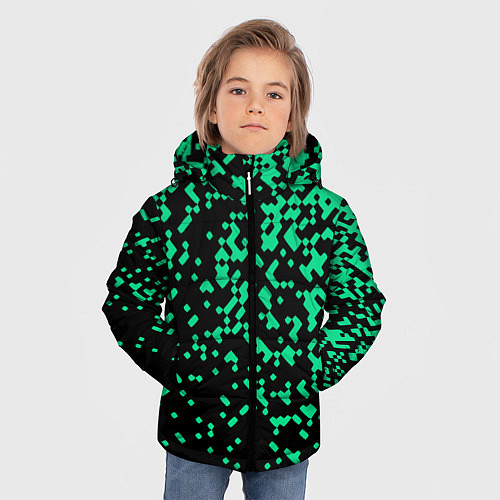 Зимняя куртка для мальчика Авангардный пиксельный паттерн / 3D-Светло-серый – фото 3