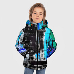 Куртка зимняя для мальчика Абстракция, черно-синие цвета, от нейросети, цвет: 3D-красный — фото 2