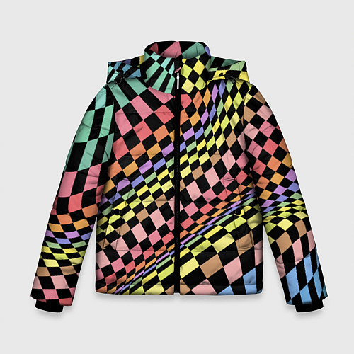 Зимняя куртка для мальчика Colorful avant-garde chess pattern - fashion / 3D-Красный – фото 1