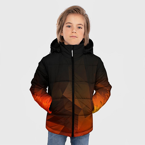 Зимняя куртка для мальчика Абстрактное пламя / 3D-Светло-серый – фото 3