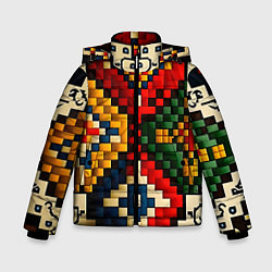 Куртка зимняя для мальчика Русский узор крестиком, цвет: 3D-черный