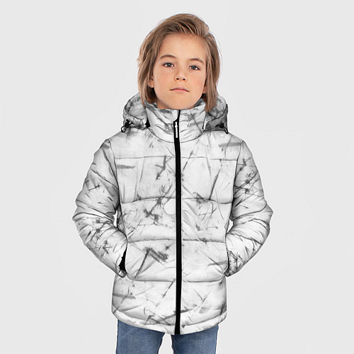 Зимняя куртка для мальчика Серый трещины тай-дай / 3D-Светло-серый – фото 3