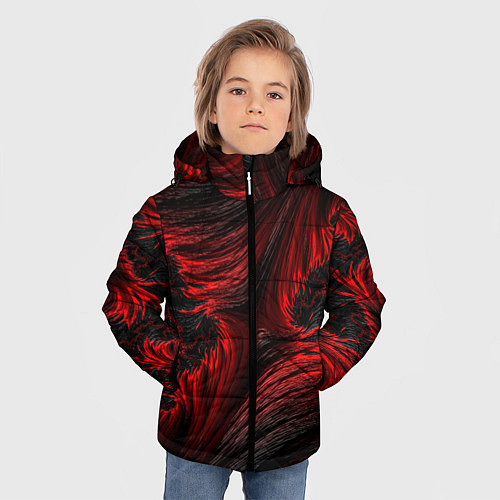 Зимняя куртка для мальчика Red vortex pattern / 3D-Светло-серый – фото 3