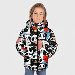 Куртка зимняя для мальчика Панды с сердечками, цвет: 3D-светло-серый — фото 2