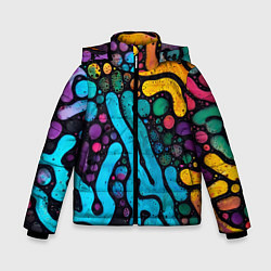 Куртка зимняя для мальчика Цветные микроорганизмы, цвет: 3D-черный