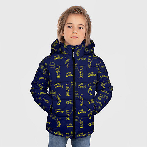 Зимняя куртка для мальчика Bart pattern Eat my shorts / 3D-Светло-серый – фото 3