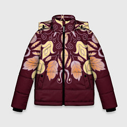 Зимняя куртка для мальчика Узор из осенних листьев и шиповника