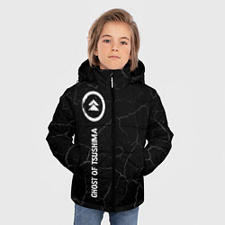 Куртка зимняя для мальчика Ghost of Tsushima glitch на темном фоне: по-вертик, цвет: 3D-черный — фото 2