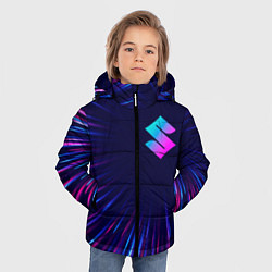 Куртка зимняя для мальчика Suzuki neon speed lines, цвет: 3D-черный — фото 2