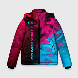 Куртка зимняя для мальчика Counter Strike 2 - neon gradient: по-вертикали, цвет: 3D-черный