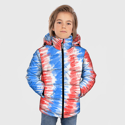Зимняя куртка для мальчика Тай-дай красный с голубым / 3D-Светло-серый – фото 3