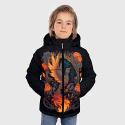 Куртка зимняя для мальчика Жар-птица с цветочным узором, цвет: 3D-черный — фото 2