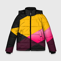 Куртка зимняя для мальчика Желто-розовый дизайн на черном фоне, цвет: 3D-черный