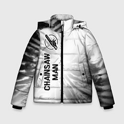 Куртка зимняя для мальчика Chainsaw Man glitch на светлом фоне: по-вертикали, цвет: 3D-черный