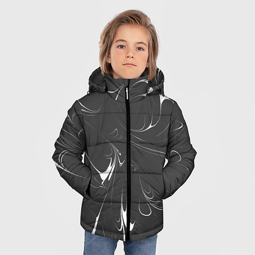 Зимняя куртка для мальчика Черно-белый узор / 3D-Светло-серый – фото 3