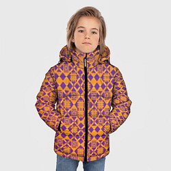 Куртка зимняя для мальчика Оранжевый векторный узор, цвет: 3D-красный — фото 2
