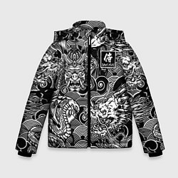Куртка зимняя для мальчика Татуировки самурая, цвет: 3D-черный