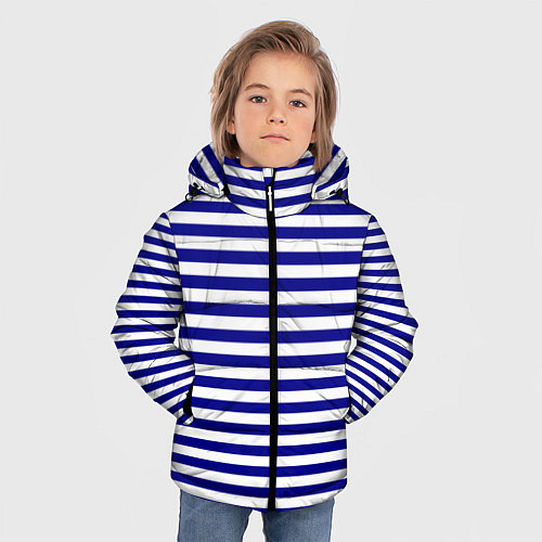 Зимняя куртка для мальчика Тельняшка синяя ВМФ / 3D-Светло-серый – фото 3