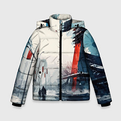 Куртка зимняя для мальчика Наш город - коллекция Бело-сине-красный - Хуф и Ся, цвет: 3D-черный